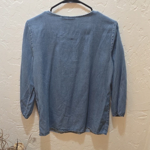 Caribbean Joe Blue Lace-Up Blouse - Picture 3 of 8